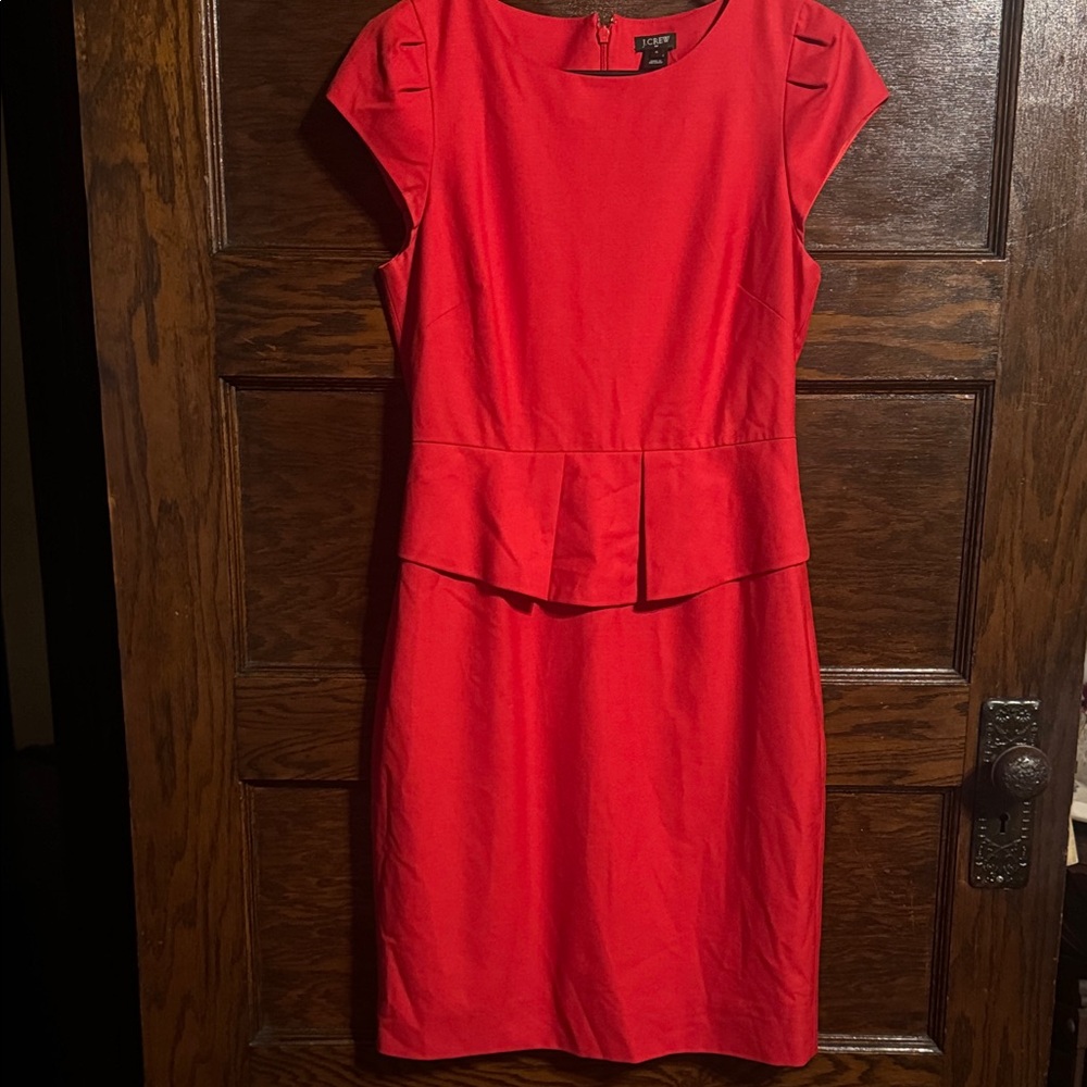 J. Crew Factory,Vibrant Red Midi Dress, NWT, Size 4